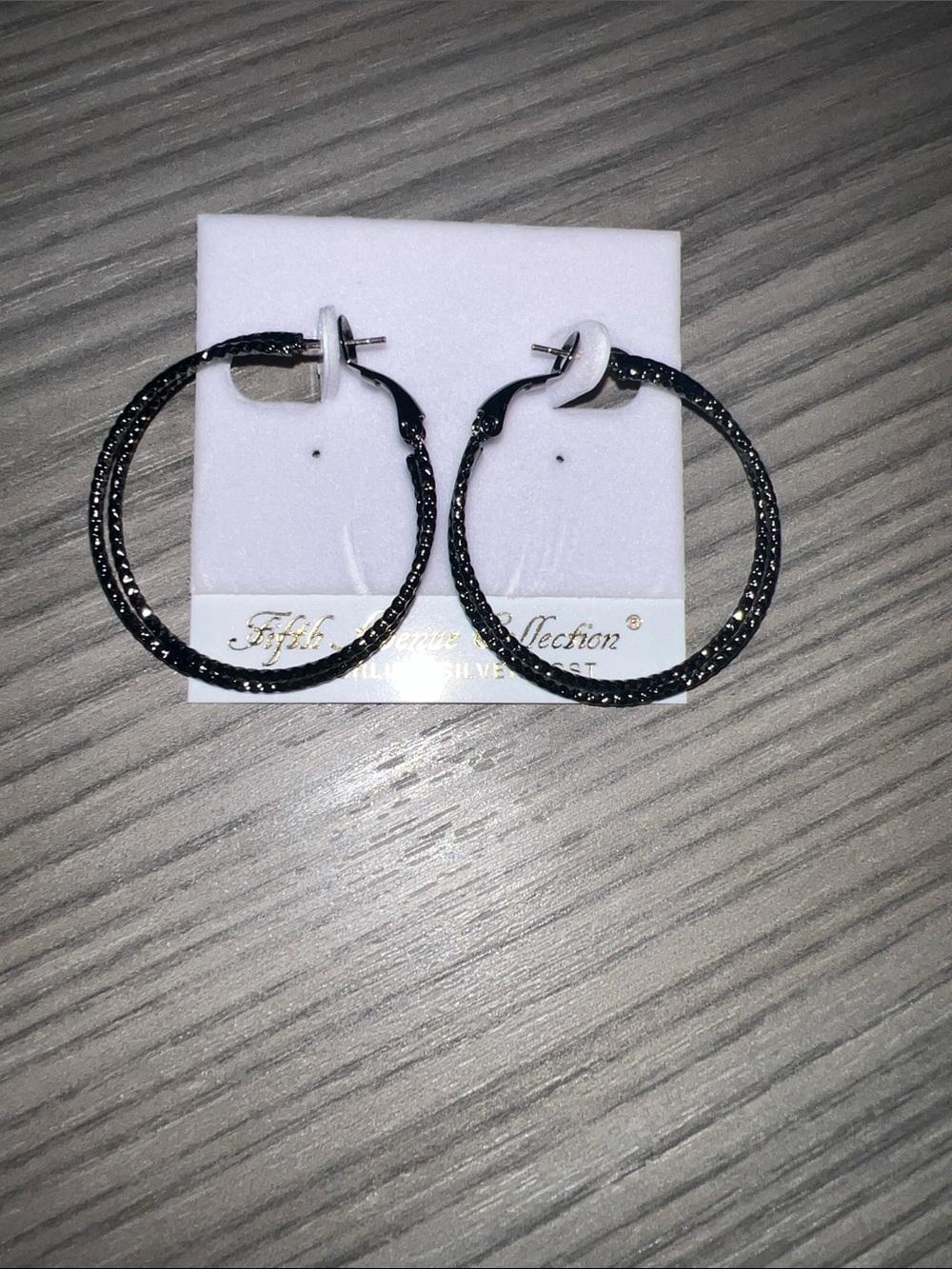 Sparkle-Textured Black Hoop Earrings